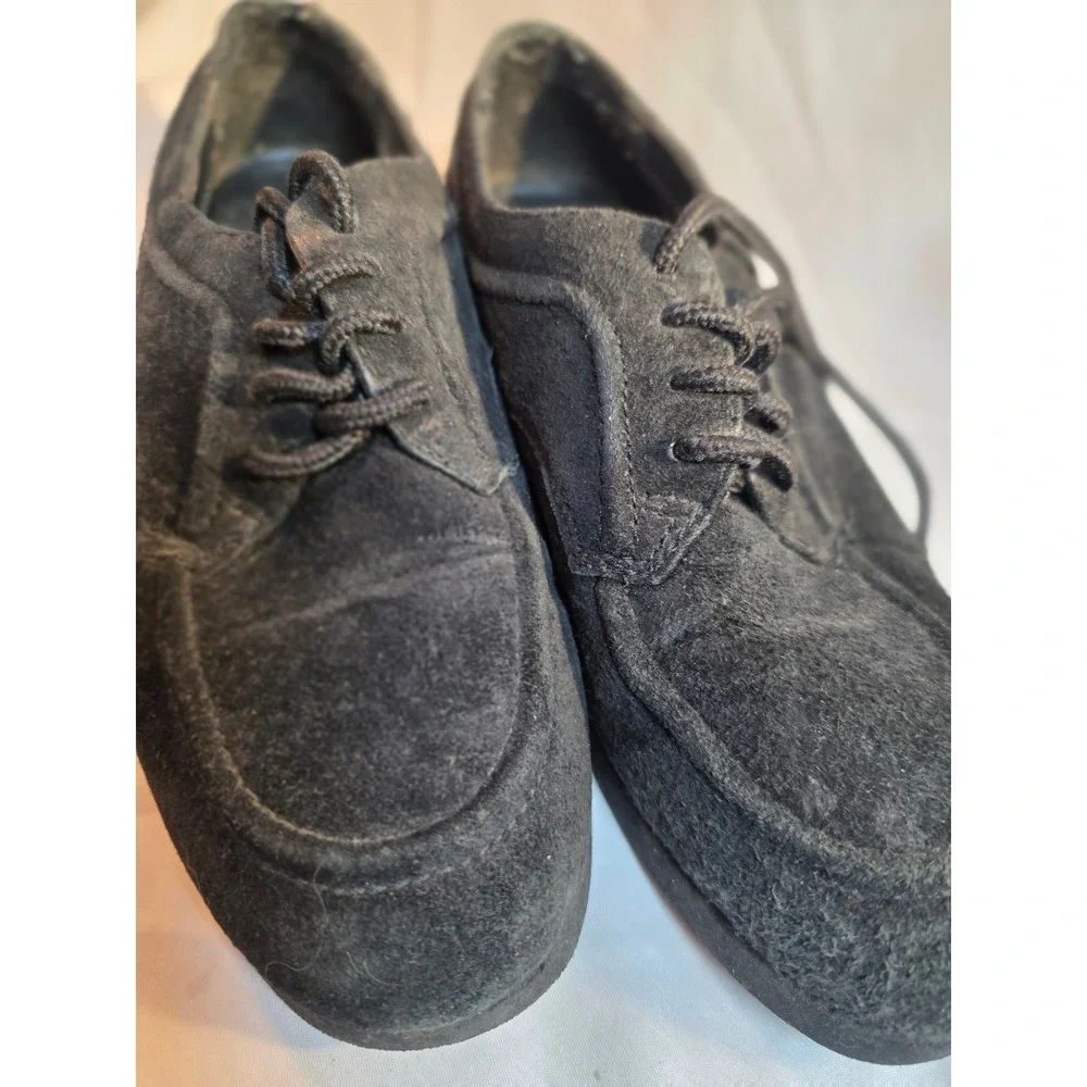 Euro Club Mens Black Suede Lace Up Oxfords Moc Toe Dress Shoes